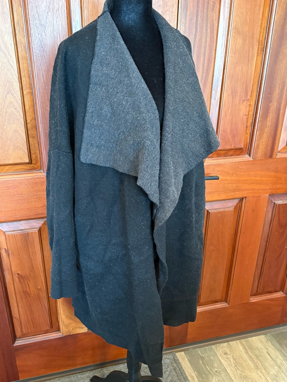 L.K. Bennett Wool Blend Long Open Waterfall Cardigan Coatigan Sweater Pockets M